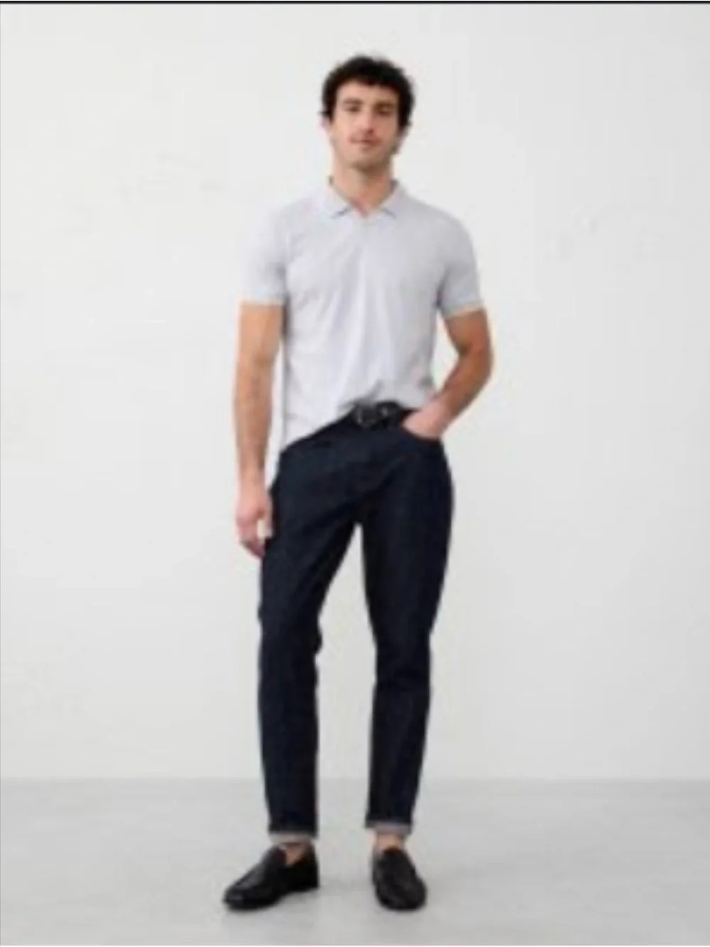 Banana Republic Light Gray Heather Polo Shirt